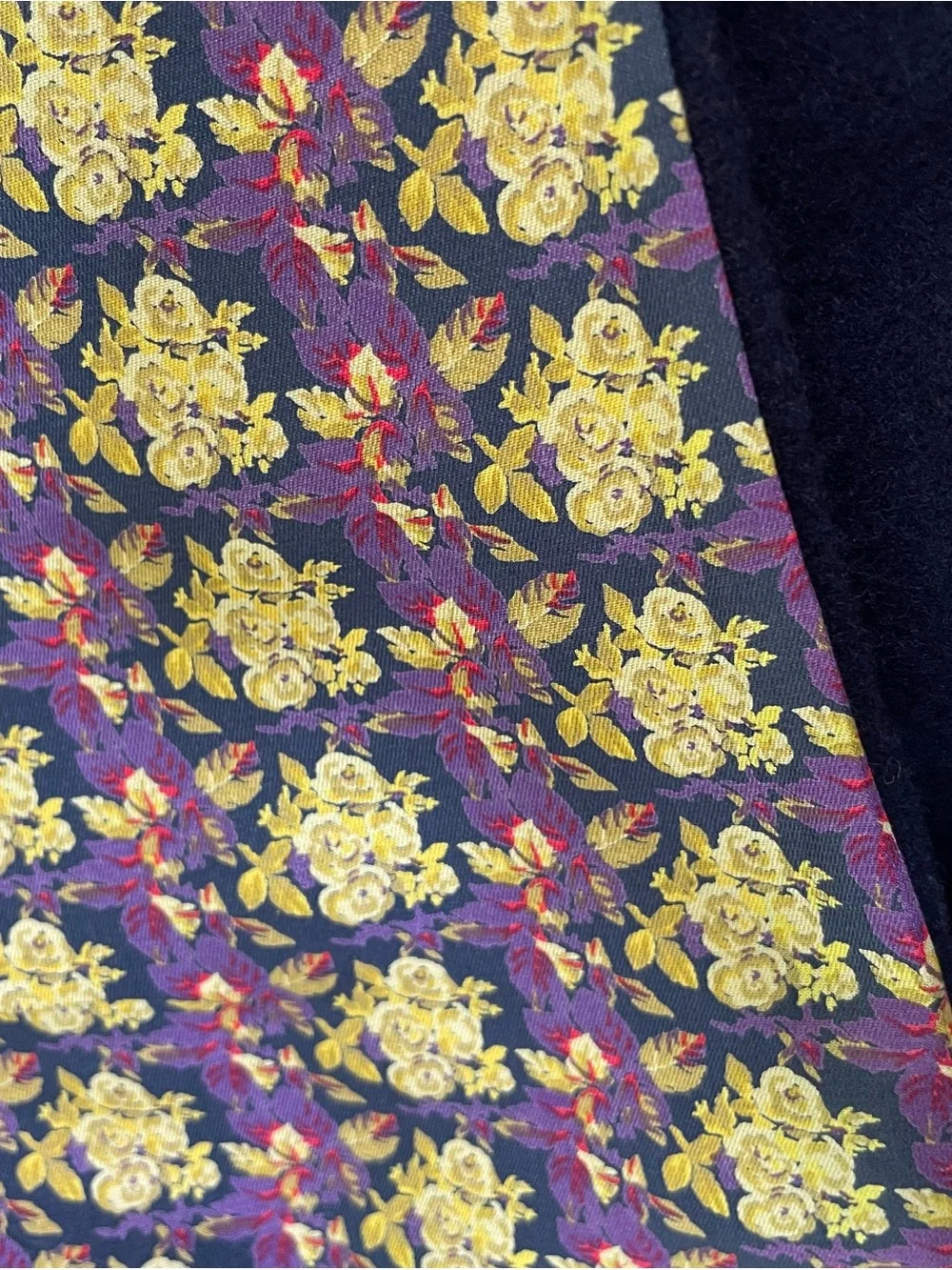Vintage FENDI Cravatte Silk & Wool Double-Sided Fringe Scarf Floral Navy Italy